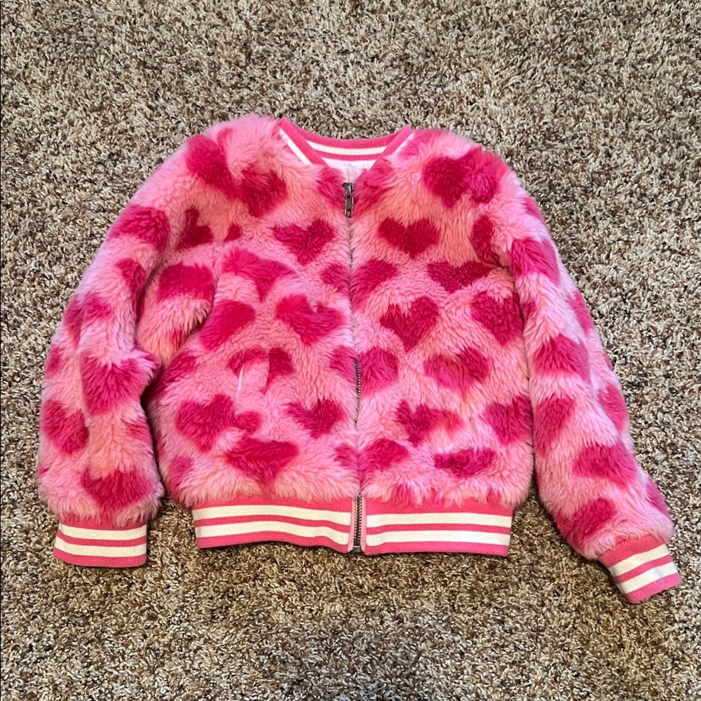 Design History Toddler Girls Pink Heart Jacket